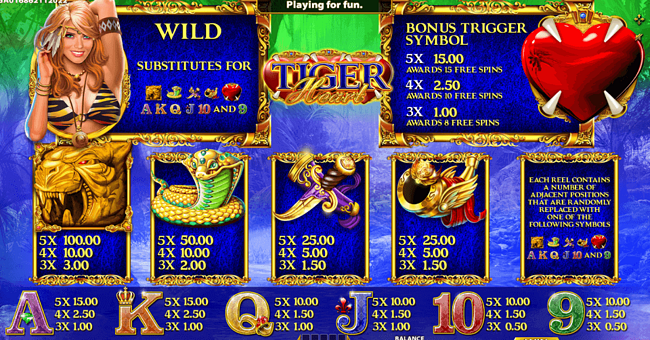 tiger heart paytable paytable
