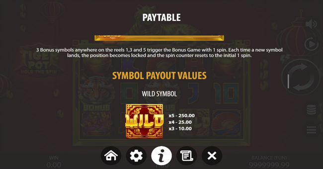 tiger pot hold the spin paytable 1 paytable
