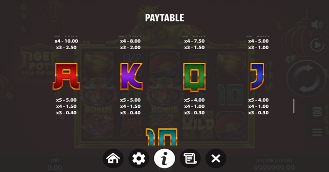 tiger pot hold the spin paytable 3 paytable