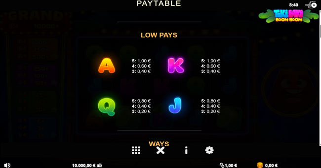 tiki baka boom boom paytable 2 paytable
