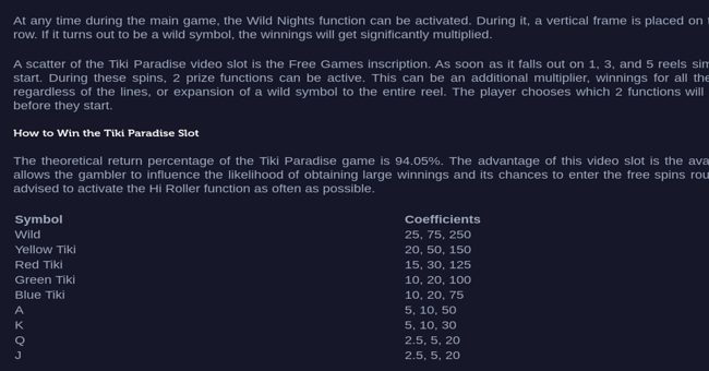 tiki paradise paytable paytable
