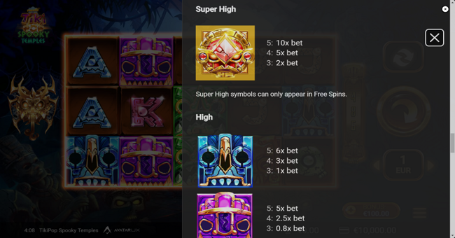 tikipop spooky temples paytable 1 paytable