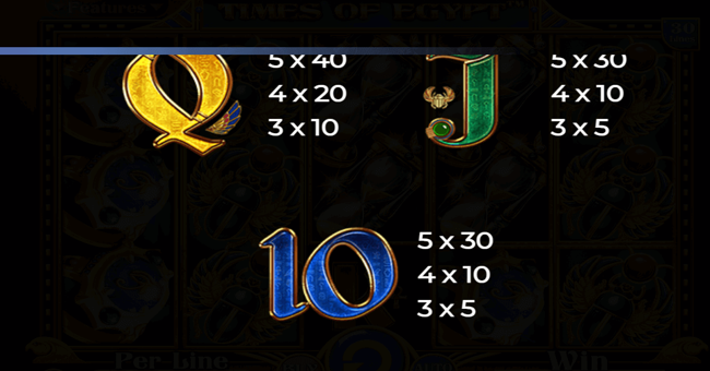 times of egypt paytable 3 paytable