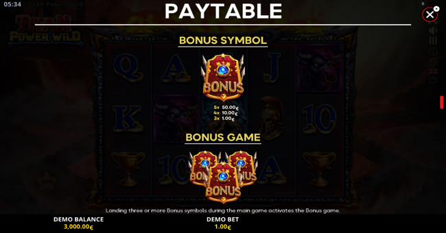 titan power wild paytable 3 paytable