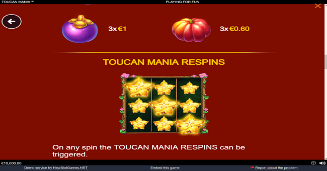 toucan mania paytable 2 paytable