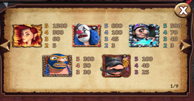 treasure fair paytable 1 paytable