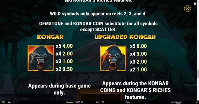 treasures of kongar paytable 1 paytable