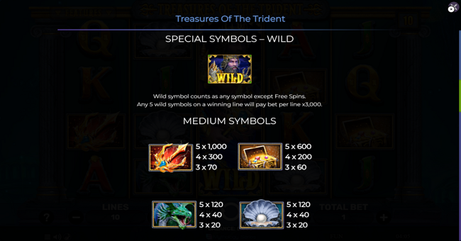 treasures of the trident paytable 1 paytable
