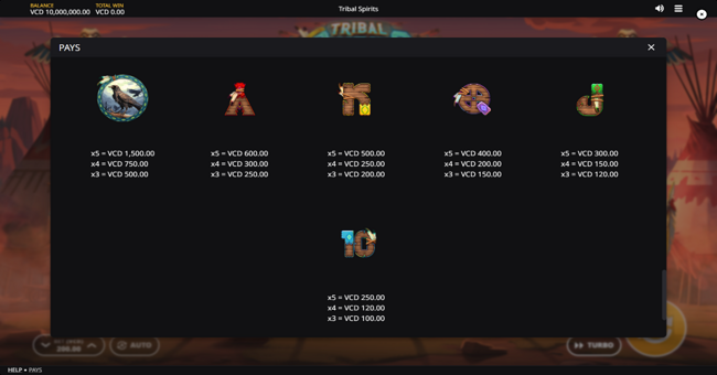 tribal spirits paytable 2 paytable