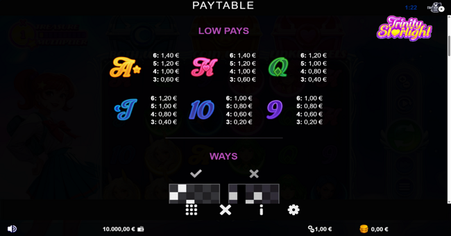 trinity starlight paytable 2 paytable