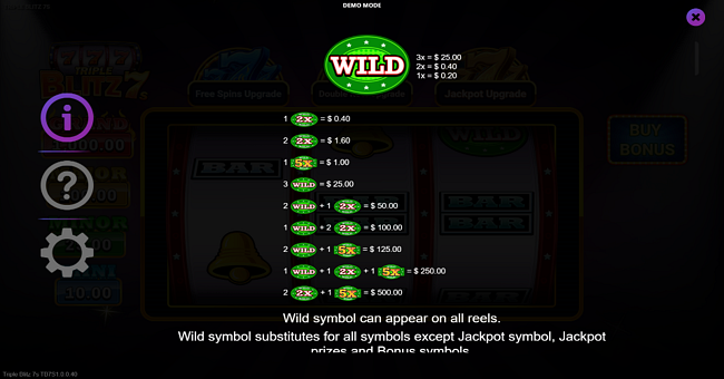 triple blitz 7s paytable 1 paytable