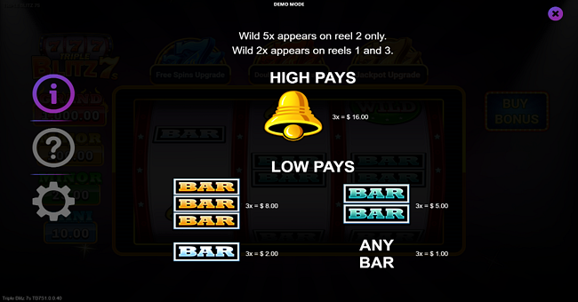 triple blitz 7s paytable 2 paytable
