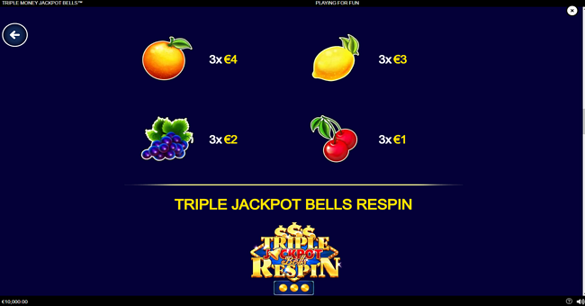 triple money jackpot bells paytable 2 paytable