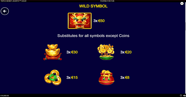 triple money jackpot gold paytable 1 paytable