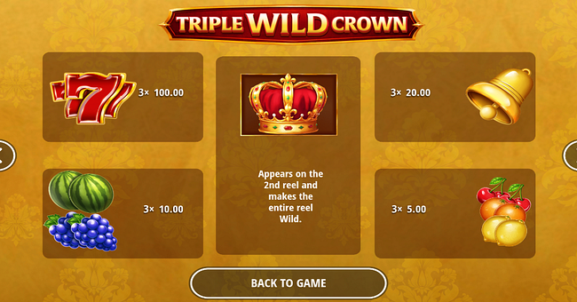 triple wild crown paytable paytable
