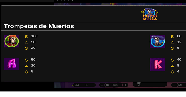 trompetas de muertos paytable 1 paytable