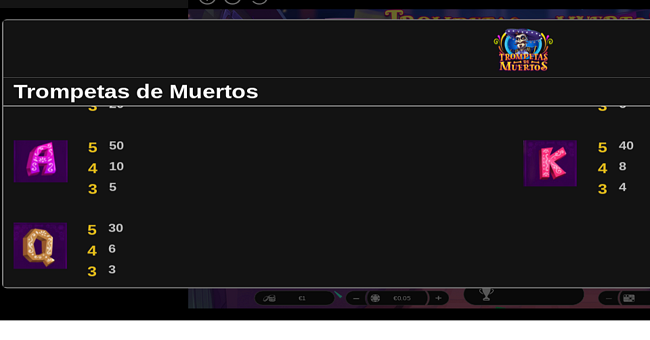 trompetas de muertos paytable 2 paytable