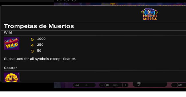 trompetas de muertos paytable 3 paytable