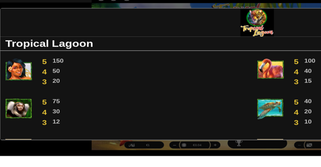 tropical lagoon paytable 1 paytable
