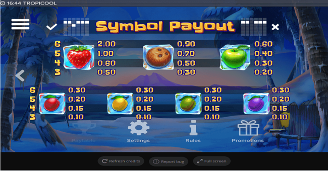 tropicool paytable2 paytable