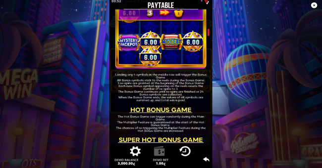 trump it mania hot bonus paytable 2 paytable