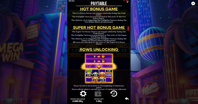 trump it mania hot bonus paytable 3 paytable