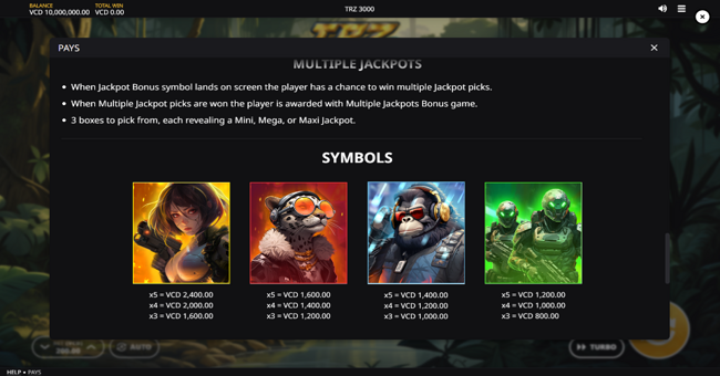 trz 3000 paytable 1 paytable