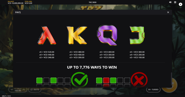 trz 3000 paytable 2 paytable