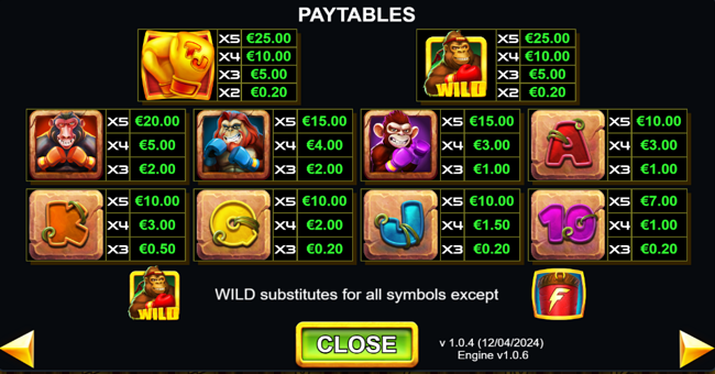 tumble in the jungle wild fight paytable paytable