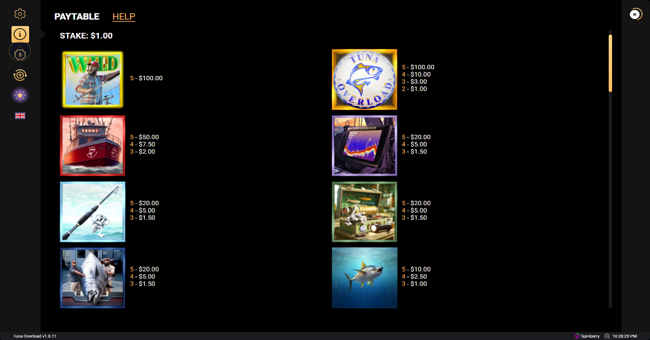 tuna overload paytable 1 paytable