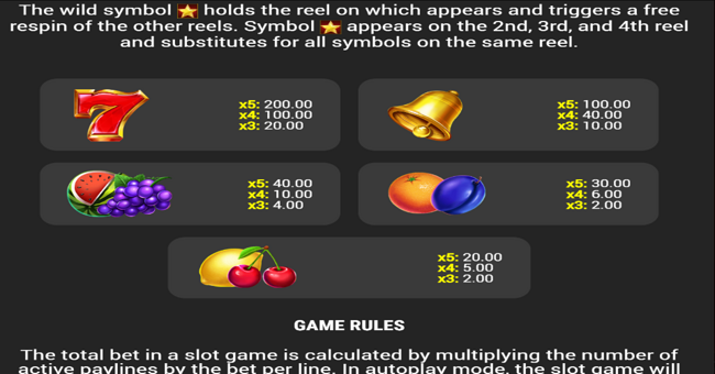 turbo stars 20 wild paytable paytable