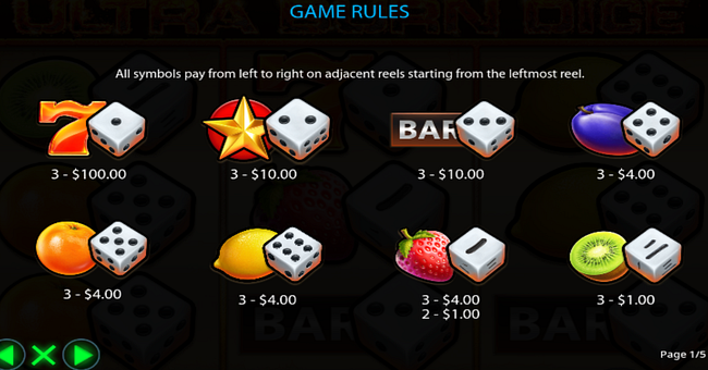 ultra burn dice paytable paytable