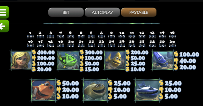 under the sea 1 paytable