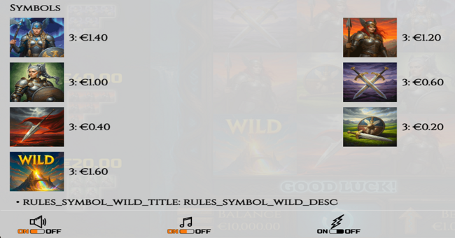 valkyrie fury paytable 1 paytable