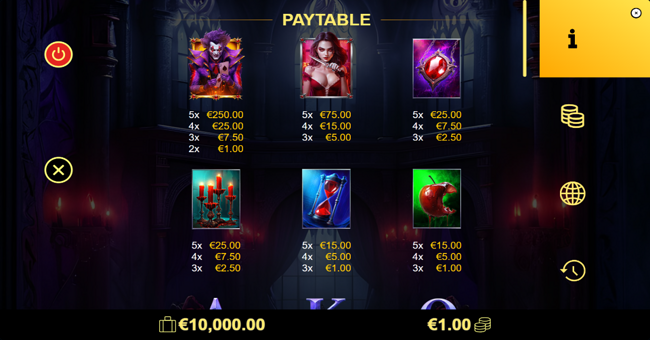 vampire joker paytable 1 paytable