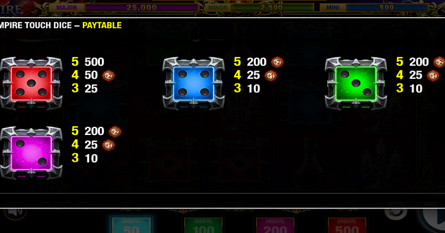 vampire touch dice paytable 2 paytable