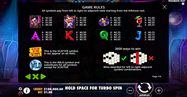 vampy party paytable paytable