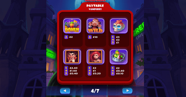 vegans vs vampires paytable 1 paytable