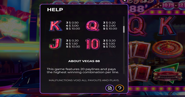 vegas 88 paytable 2 paytable