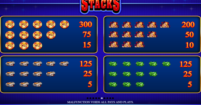 vegas stacks paytable 1 paytable