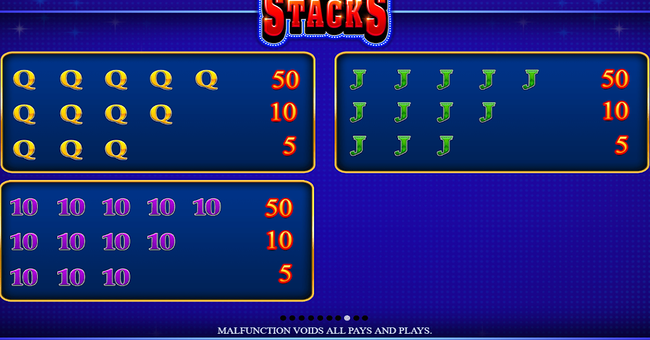 vegas stacks paytable 3 paytable