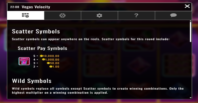 vegas velocity paytable 1 paytable