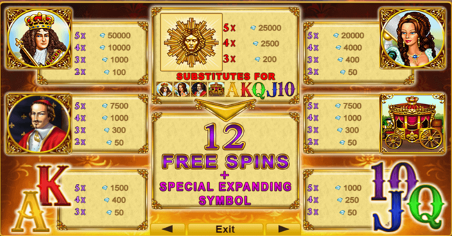 versailles gold paytable paytable