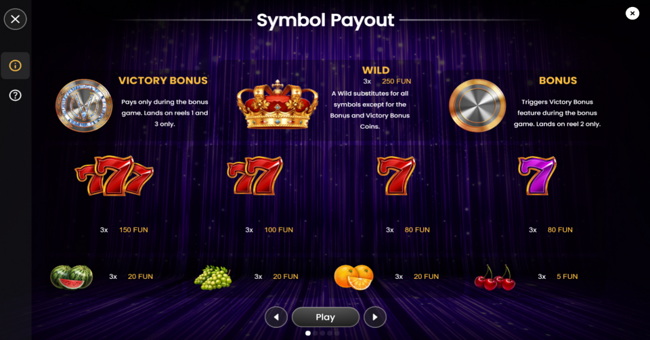 victory coins paytable paytable