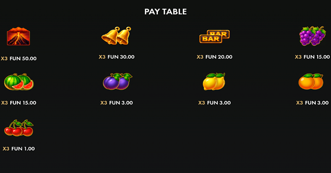 volcano golden coins paytable paytable