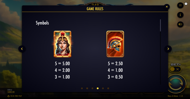 ways of athena paytable 1 paytable