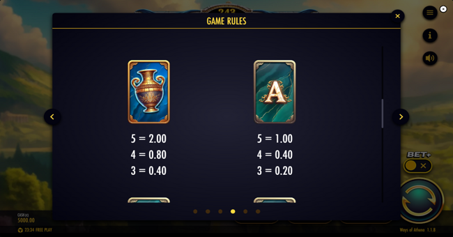 ways of athena paytable 3 paytable