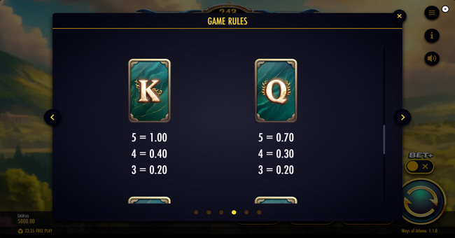 ways of athena paytable 4 paytable