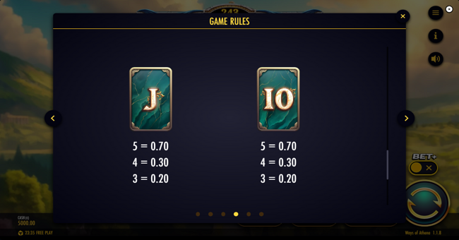 ways of athena paytable 5 paytable