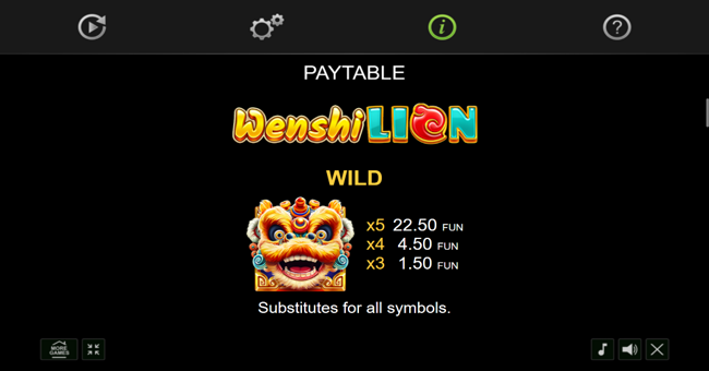 wenshi lion paytable 1 paytable